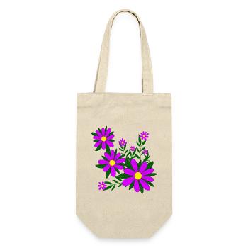 Blütenmuster Blumenranke Margerite Blüte floral - Geschenkbeutel für Flaschen - Natur - Vorne