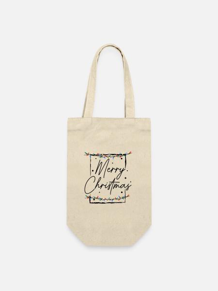 Merry Christmas - Geschenkbeutel für Flaschen - Natur