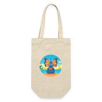 Schmetterlingskarikatur Yoga Strand Sommer Illustration - Geschenkbeutel für Flaschen - Natur - Vorne