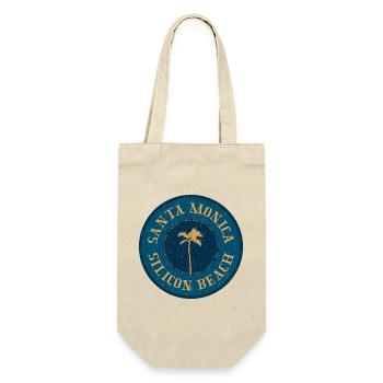 Santa Monica Retro Logo – Silicon Beach Style - Geschenkbeutel für Flaschen - Natur - Vorne