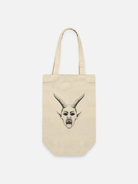 Krampuskopf Vers. 3 - Geschenkbeutel für Flaschen - Natur
