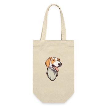 Russischer Wolfshund Hunderasse Cartoon Kawaii Illustration - Geschenkbeutel für Flaschen - Natur - Vorne