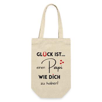 Glück ist, einen Papi wie Dich zu haben - Geschenkbeutel für Flaschen - Natur - Vorne