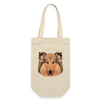 hunde tees mädchen, langhaar collie - Geschenkbeutel für Flaschen - Natur - Vorne