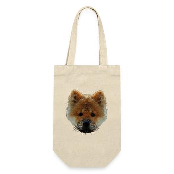 sweater mit hündchen, chow chow welpe - Geschenkbeutel für Flaschen - Natur - Vorne