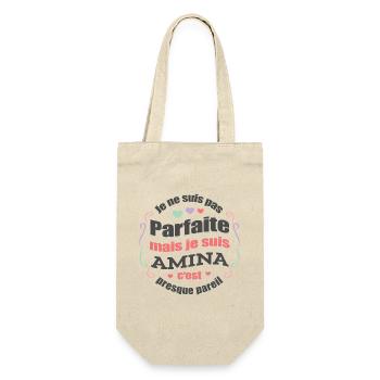 AMINA PARFAITE - PRENOM AMINA - Sac à bouteille - nature - Devant
