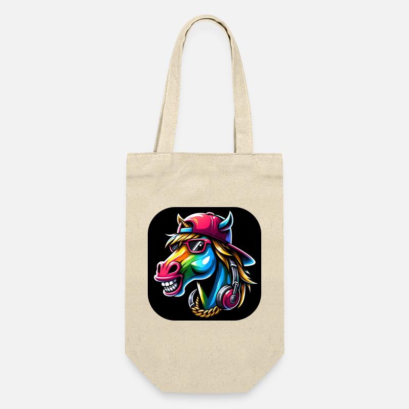 Dessin animé Cheval Rappeur Coloré - Sac à bouteille - nature