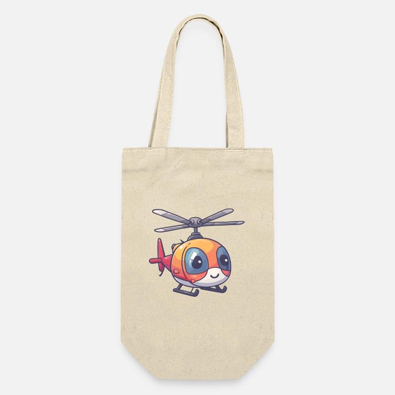 Lächelnder Hubschrauber - Geschenkbeutel für Flaschen - Natur