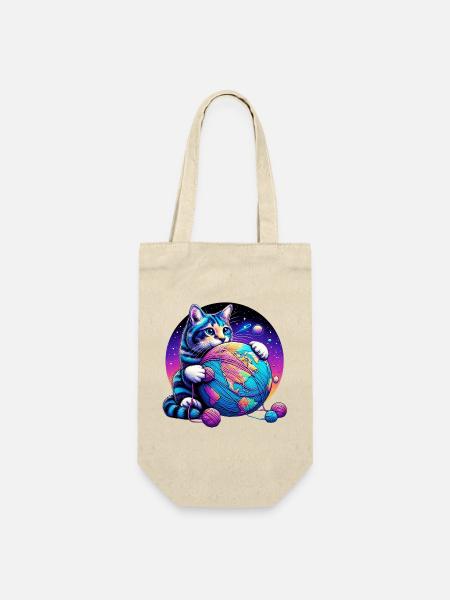 Katze spielt mit einem Wollknäuel Planet Erde - Geschenkbeutel für Flaschen - Natur