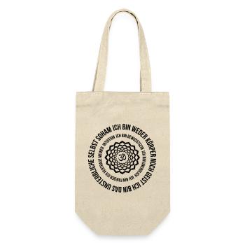 Kronenchakra Mantra SOHAM ich bin Frieden - Geschenkbeutel für Flaschen - Natur - Vorne