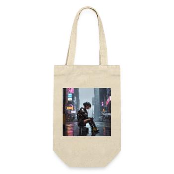 Cyberpunk Regenkämpferin - Geschenkbeutel für Flaschen - Natur - Vorne
