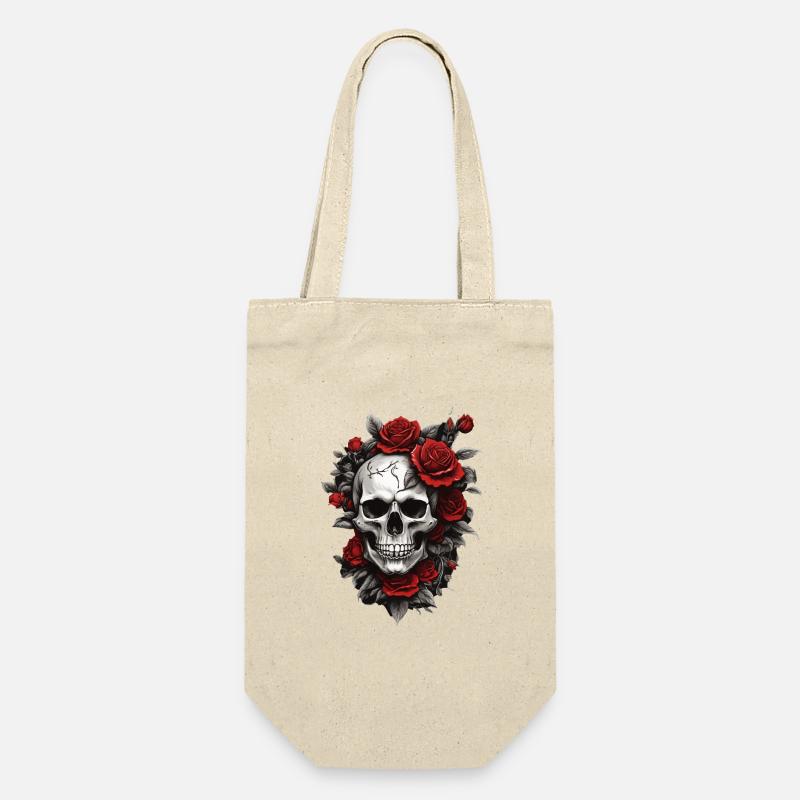 Crâne avec des roses rouges - Sac à bouteille - nature