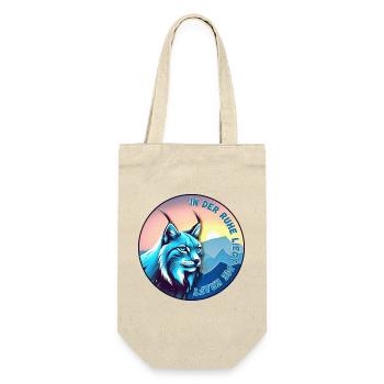 Luchs bei Sonnenuntergang – Ruhe und Kraft - Geschenkbeutel für Flaschen - Natur - Vorne