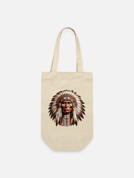 Amerikanisch Indianer Amerikanische Rote Haut - Geschenkbeutel für Flaschen - Natur