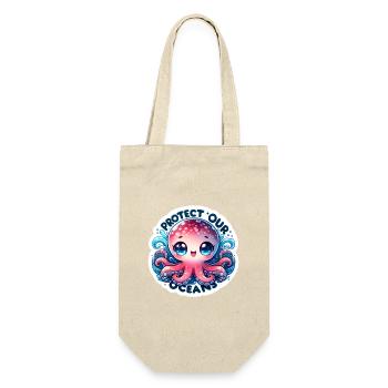 Protect Our Oceans Chibi Cute Octopus Earth Day - Gift Bag for Bottles - nature - Front