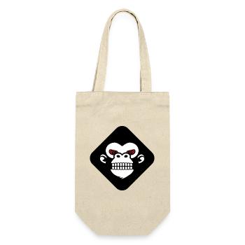 Gorilla-Zahn-Logo - Geschenkbeutel für Flaschen - Natur - Vorne