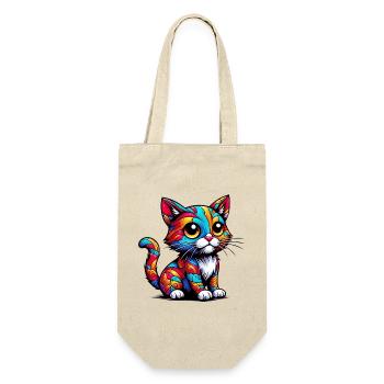 Katze - Geschenkbeutel für Flaschen - Natur - Vorne