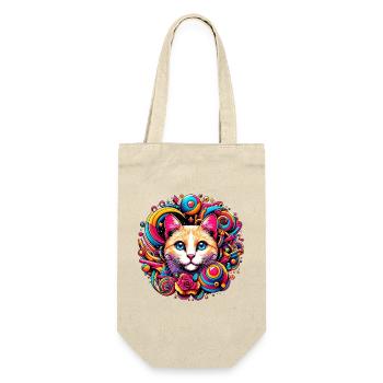 Katze - Geschenkbeutel für Flaschen - Natur - Vorne