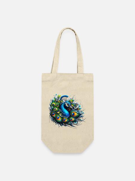 Pfau - Geschenkbeutel für Flaschen - Natur