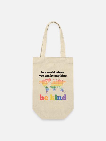 LGBTQ-Pride-Monat - Sei freundlich - Geschenkbeutel für Flaschen - Natur