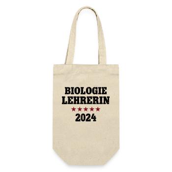 Biologielehrerin 2024 Beruf Studium Lehramt Bio - Geschenkbeutel für Flaschen - Natur - Vorne