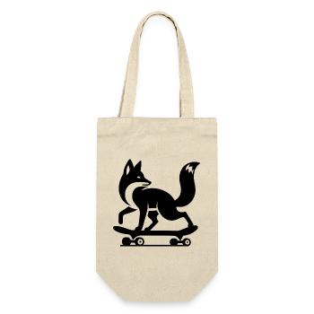Fox Silhouette Minimalist Skateboard Skater - Gift Bag for Bottles - nature - Front