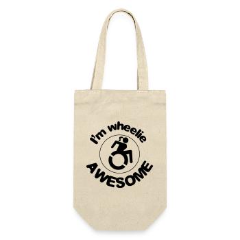 This wheelchair user is wheelie awesome # - Gift Bag for Bottles - nature - Front
