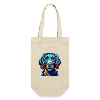 Curly Coated Retriever Hunderasse Karikatur Kawaii - Geschenkbeutel für Flaschen - Natur - Vorne