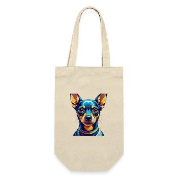 Miniatur Pinscher Hunderasse Cartoon Kawaii - Geschenkbeutel für Flaschen - Natur - Vorne