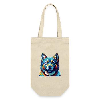 Norwegian Elkhound Dog Breed Cartoon Kawaii - Gift Bag for Bottles - nature - Front