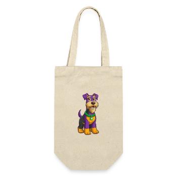 Airedale Terrier Hund Kawaii Zeichentrickfigur - Geschenkbeutel für Flaschen - Natur - Vorne