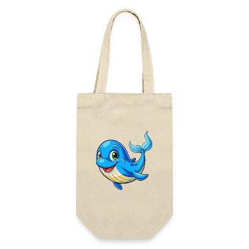 Blauwal Niedliche Cartoon Figur Kawaii Clipart - Geschenkbeutel für Flaschen - Natur - Vorne