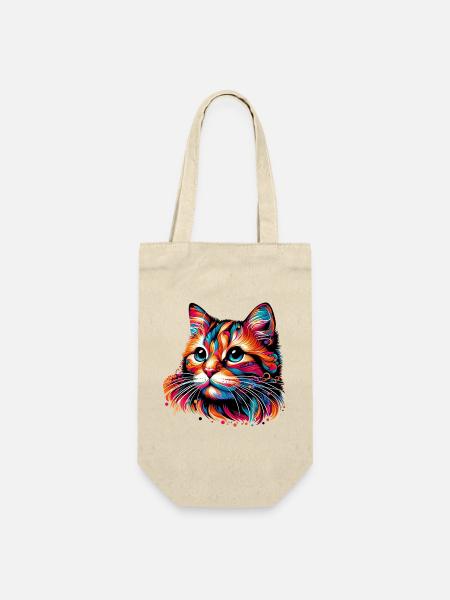 Katze - Geschenkbeutel für Flaschen - Natur