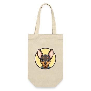 Miniatur Pinscher Hunderasse Cartoon Kawaii - Geschenkbeutel für Flaschen - Natur - Vorne