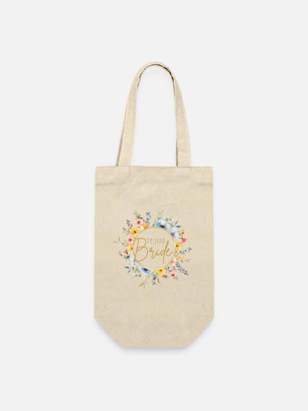 Team Bride! Personalisierbar - Geschenkbeutel für Flaschen - Natur
