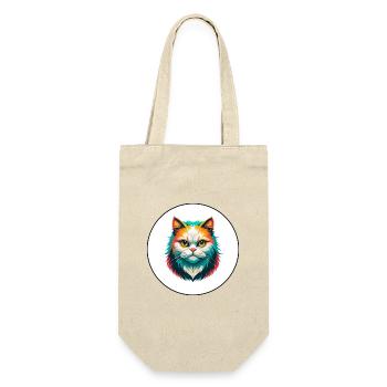 Weiße Langhaarkatze Rasse Karikatur Kawaii - Geschenkbeutel für Flaschen - Natur - Vorne