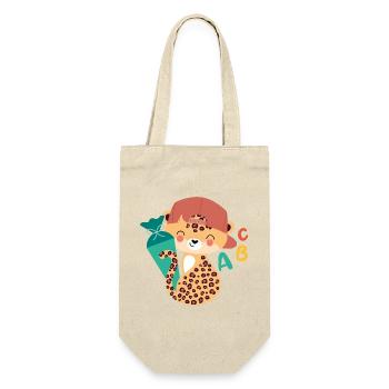 Leopard with school cone schoolchild - Gift Bag for Bottles - nature - Front