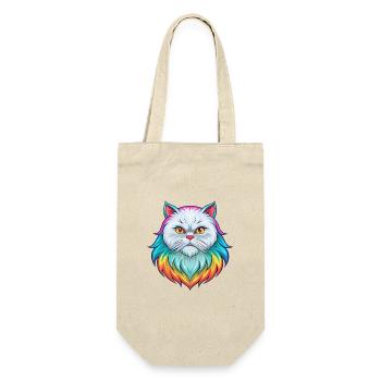 Weiße Langhaar Persische Katzenrasse Karikatur Kawaii An - Geschenkbeutel für Flaschen - Natur - Vorne