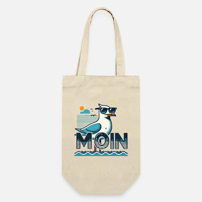 Moin - Norddeutsch, Plattdeutsch mit cooler Möwe - Geschenkbeutel für Flaschen - Natur