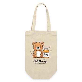 Kuschelbär mit Honigglas - Geschenkbeutel für Flaschen - Natur - Vorne