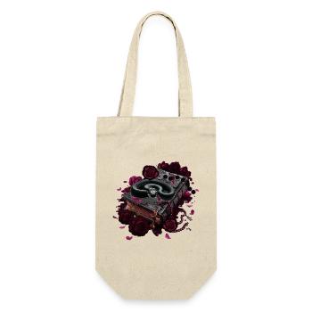 Bücher Design, Schlangen, Rosenblüten - Geschenkbeutel für Flaschen - Natur - Vorne