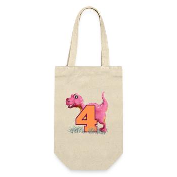 Nr.4 Dino - Geschenkbeutel für Flaschen - Natur - Vorne