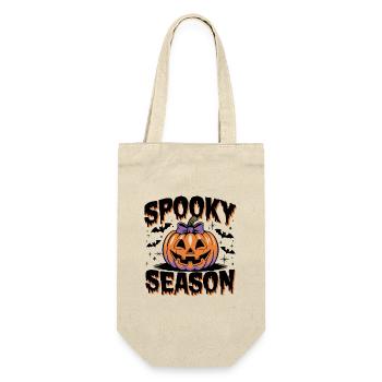 Halloween Kürbis Spooky Season - Geschenkbeutel für Flaschen - Natur - Vorne