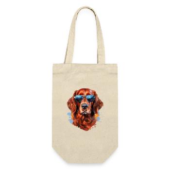 Irish Setter mit Sonnebrille - Geschenkbeutel für Flaschen - Natur - Vorne