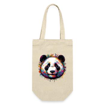 Panda - Geschenkbeutel für Flaschen - Natur - Vorne