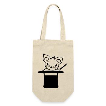 Magische Gezauberte Zylinder Hut Zauberer Katze - Geschenkbeutel für Flaschen - Natur - Vorne