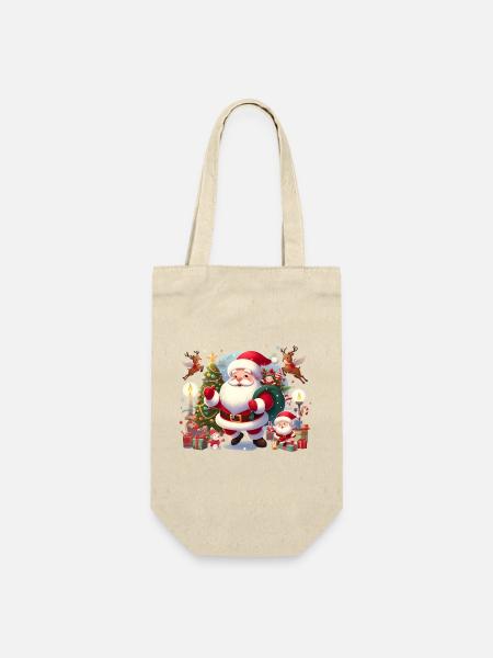 Santa - Geschenkbeutel für Flaschen - Natur
