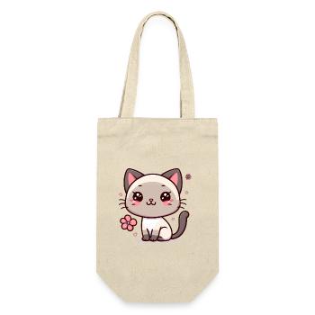 Kawaii Siamesisch 2 - Geschenkbeutel für Flaschen - Natur - Vorne