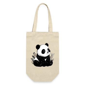Panda - Geschenkbeutel für Flaschen - Natur - Vorne