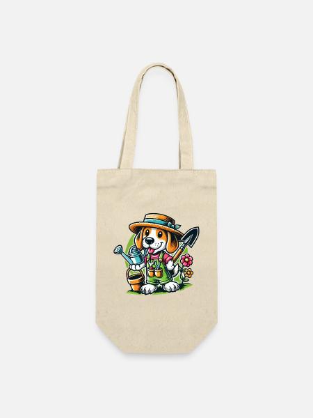 Beagle Gärtner - Geschenkbeutel für Flaschen - Natur